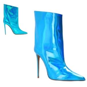 Alexandre Vauthier's Alex’s blue hologram ankle boots